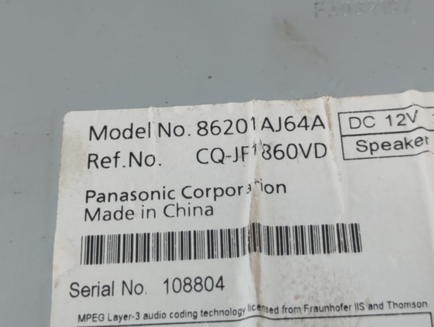 2010-2012 Subaru Legacy Radio AM FM Cd Player Receiver Replacement P/N:86201AJ64A Fits Fits 2010 2011 2012 OEM Used Auto Par