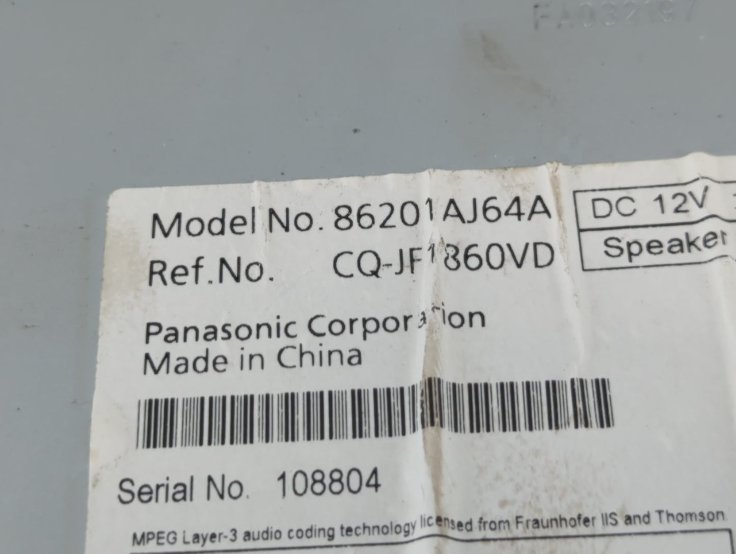 2010-2012 Subaru Legacy Radio AM FM Cd Player Receiver Replacement P/N:86201AJ64A Fits Fits 2010 2011 2012 OEM Used Auto Par