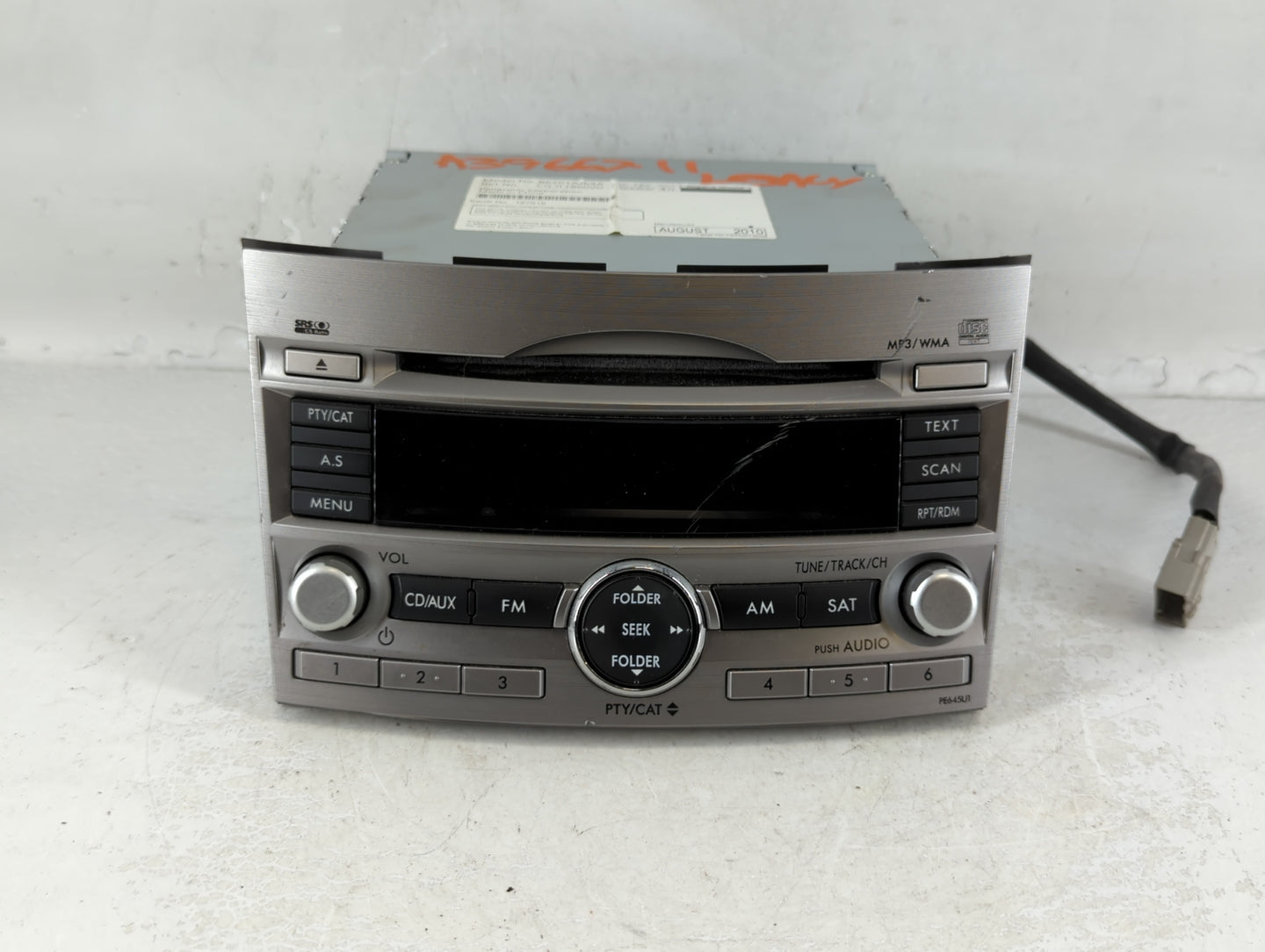 2010-2011 Subaru Legacy Radio AM FM Cd Player Receiver Replacement P/N:86201AJ64A Fits Fits 2010 2011 OEM Used Auto Parts - 