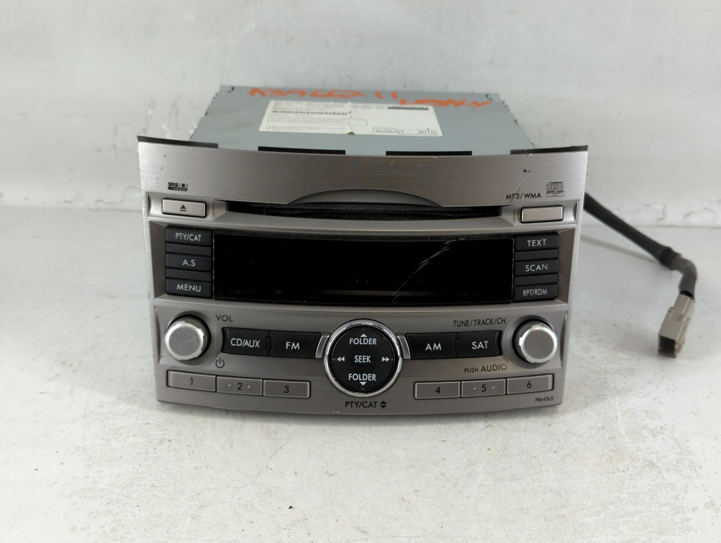 2010-2011 Subaru Legacy Radio AM FM Cd Player Receiver Replacement P/N:86201AJ64A Fits Fits 2010 2011 OEM Used Auto Parts - 