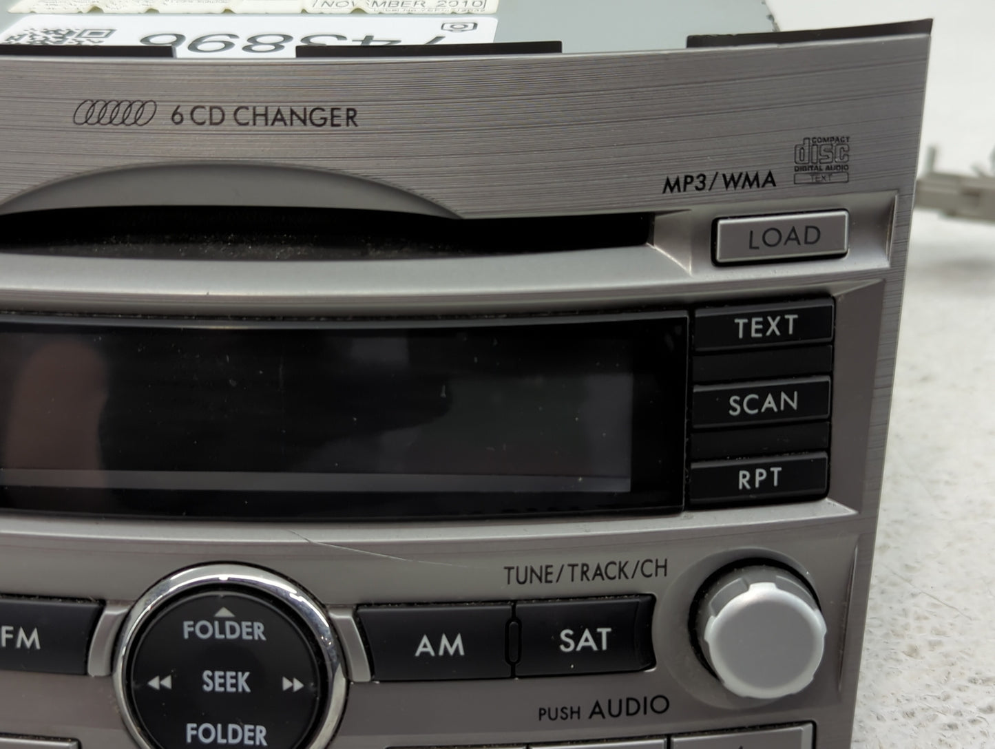 2010-2011 Subaru Legacy Radio AM FM Cd Player Receiver Replacement Fits Fits 2010 2011 OEM Used Auto Parts - Oemusedautopart