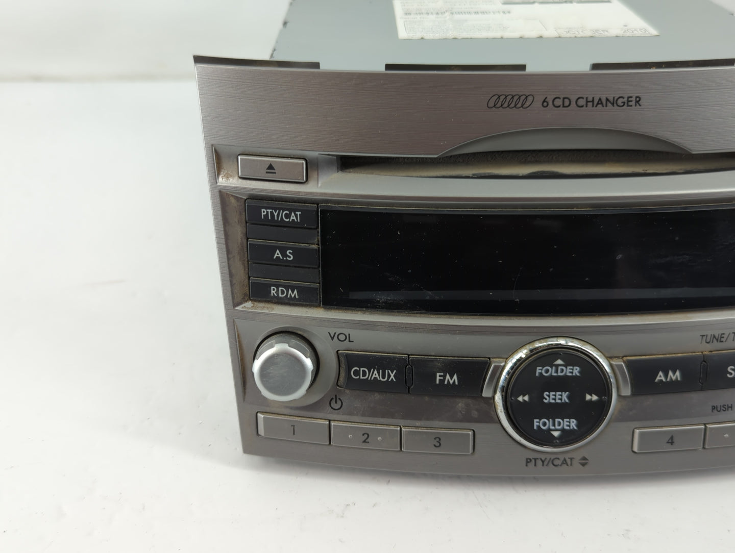 2010-2012 Subaru Legacy Radio AM FM Cd Player Receiver Replacement P/N:86201AJ50A Fits Fits 2010 2011 2012 OEM Used Auto Par