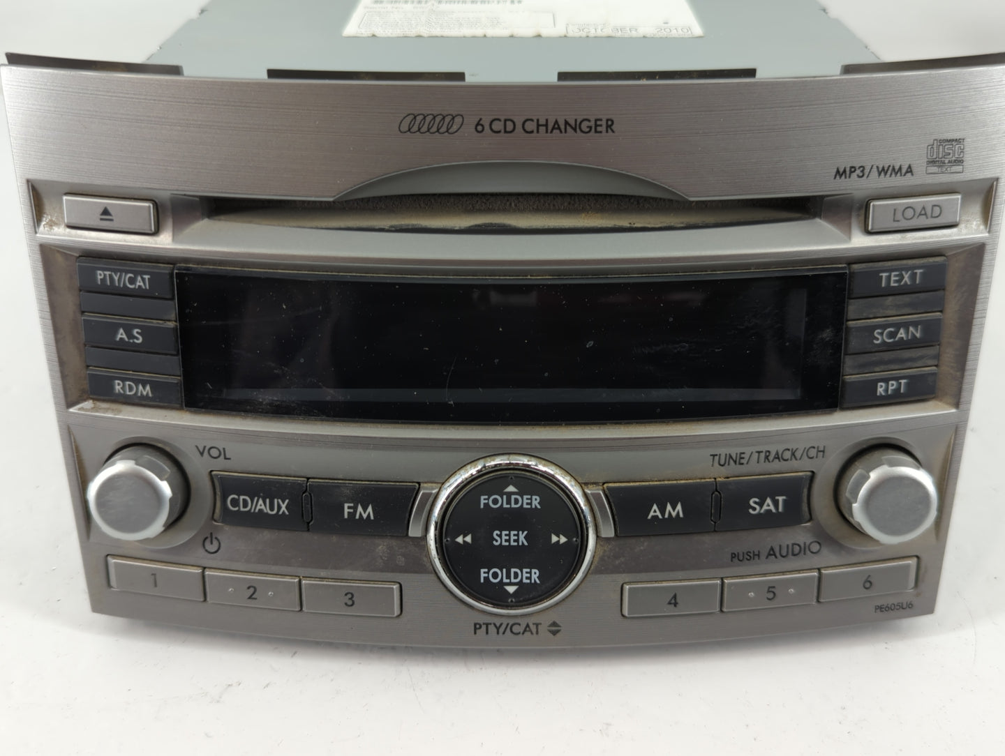 2010-2012 Subaru Legacy Radio AM FM Cd Player Receiver Replacement P/N:86201AJ50A Fits Fits 2010 2011 2012 OEM Used Auto Par