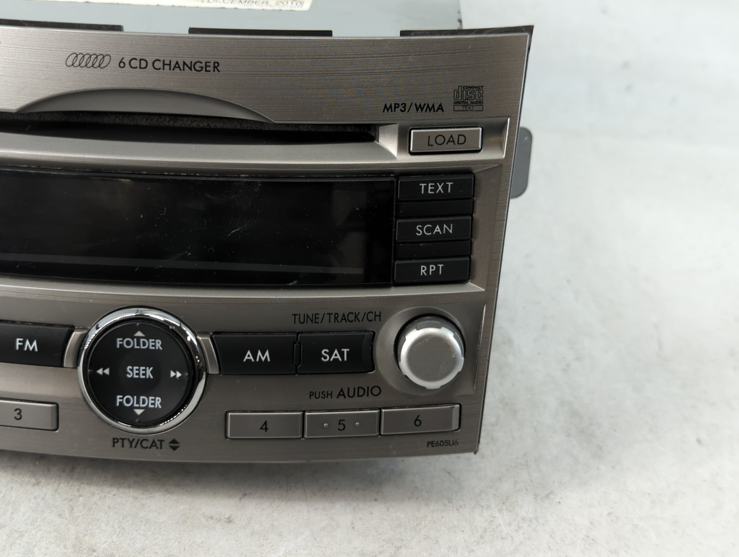 2010-2012 Subaru Legacy Radio AM FM Cd Player Receiver Replacement P/N:86201AJ60A Fits Fits 2010 2011 2012 OEM Used Auto Par