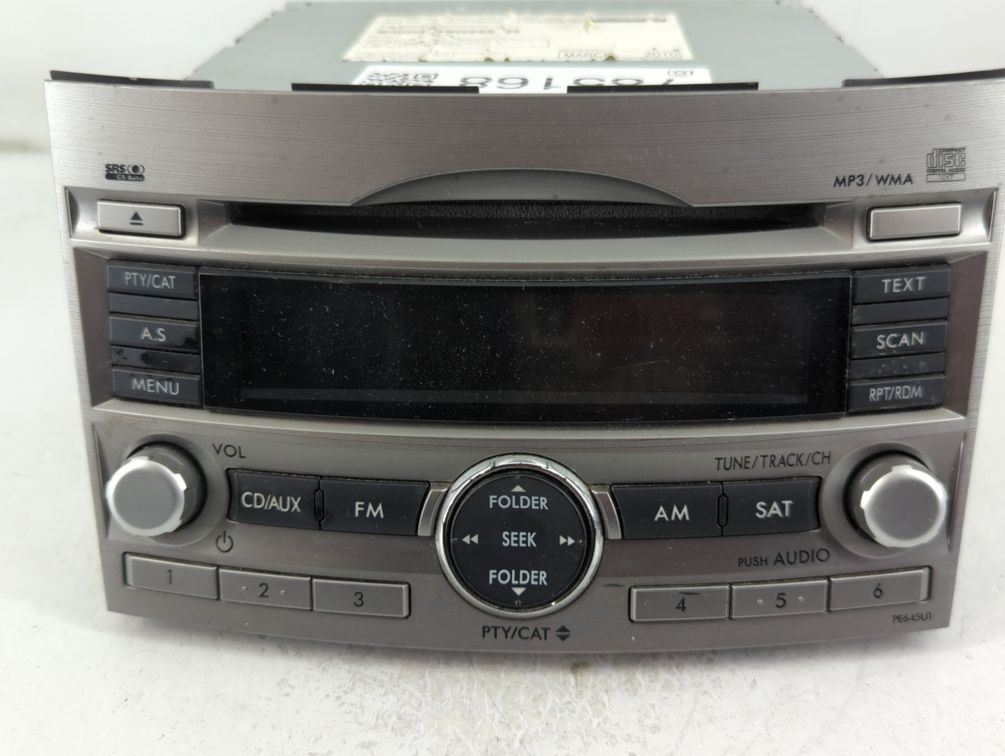 2010-2012 Subaru Legacy Radio AM FM Cd Player Receiver Replacement P/N:86201AJ64A Fits Fits 2010 2011 2012 OEM Used Auto Par