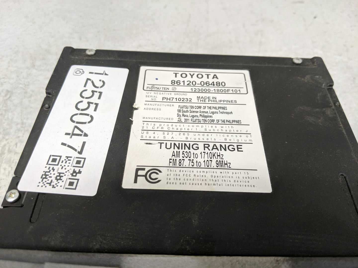 2011 Toyota Camry Radio AM FM Cd Player Receiver Replacement P/N:86120-06480 Fits OEM Used Auto Parts - Oemusedautoparts1.co