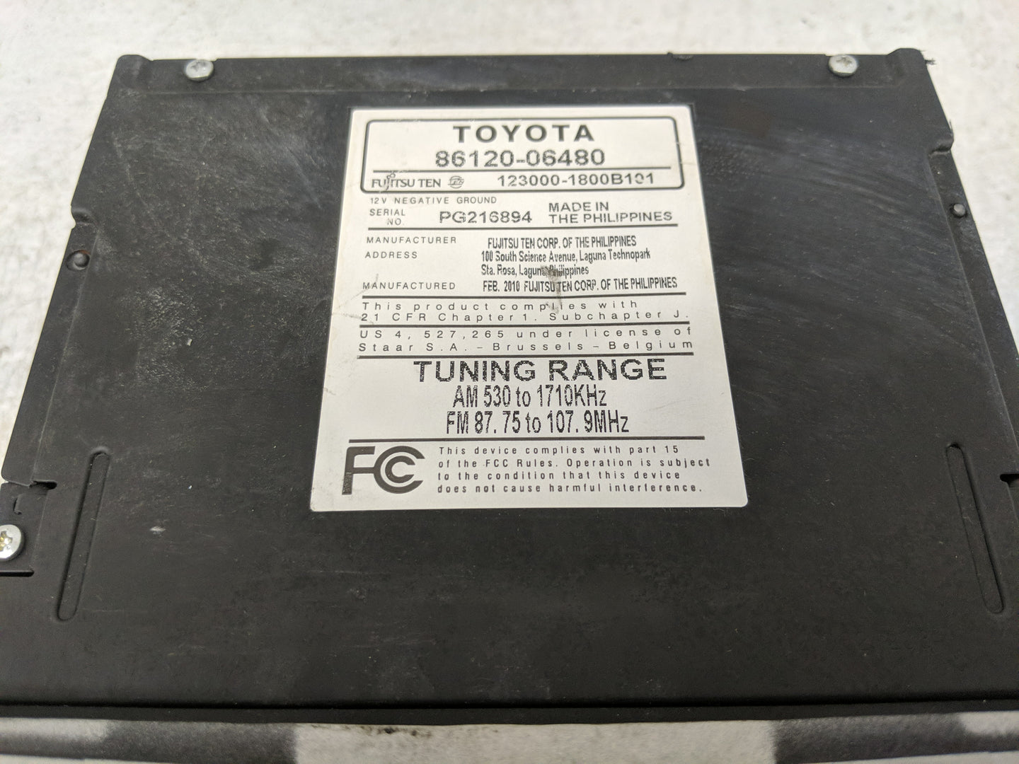 2010-2011 Toyota Camry Radio AM FM Cd Player Receiver Replacement P/N:86120-06480 Fits Fits 2010 2011 OEM Used Auto Parts - 