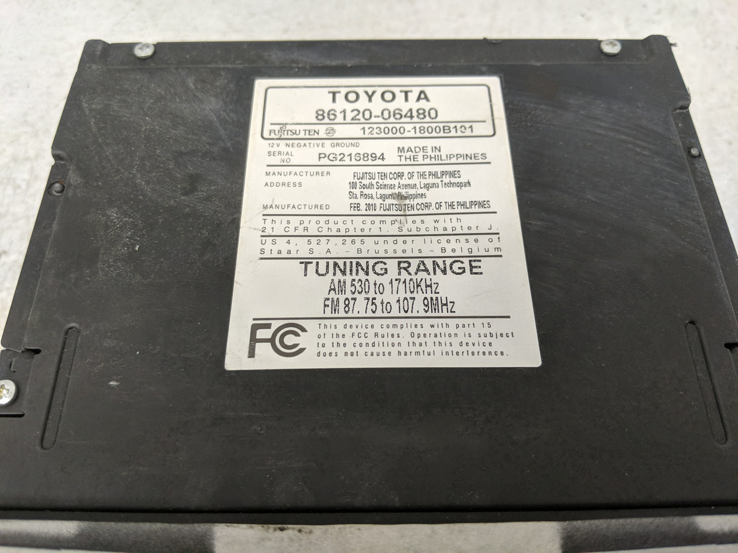 2010-2011 Toyota Camry Radio AM FM Cd Player Receiver Replacement P/N:86120-06480 Fits Fits 2010 2011 OEM Used Auto Parts - 