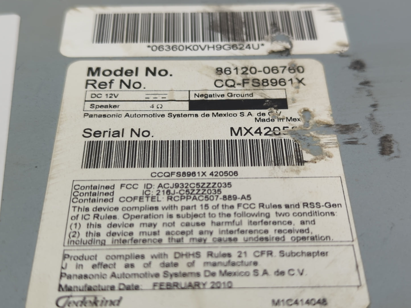 2010-2011 Toyota Camry Radio AM FM Cd Player Receiver Replacement P/N:86120-06760 Fits Fits 2010 2011 OEM Used Auto Parts - 
