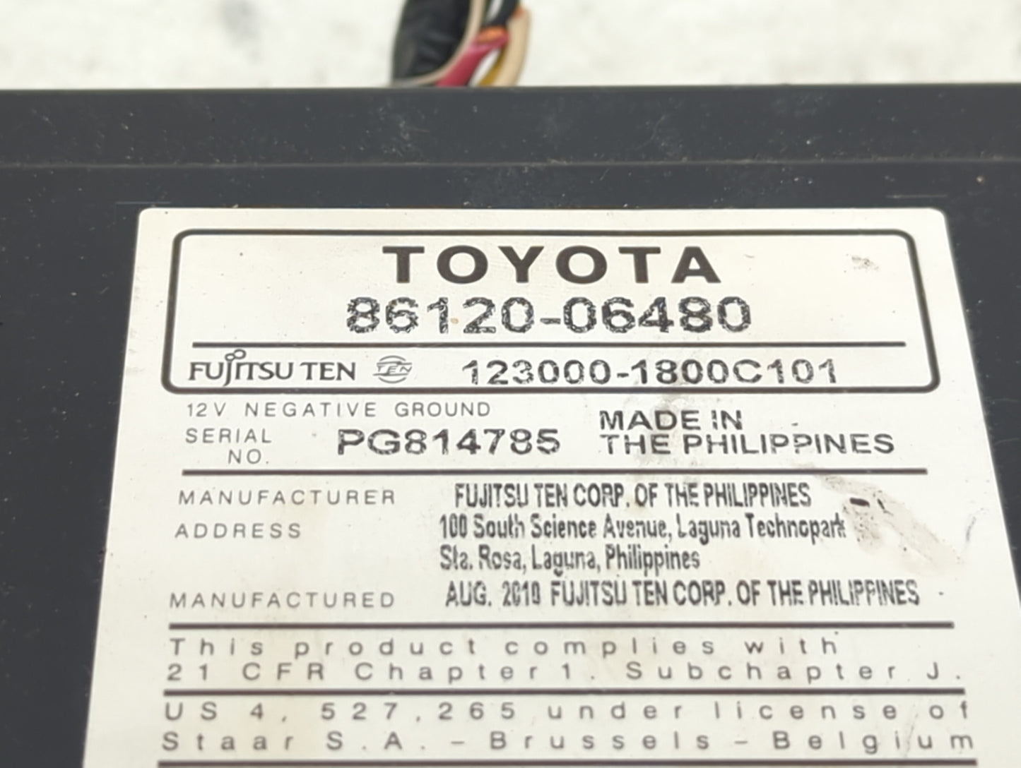 2010-2011 Toyota Camry Radio AM FM Cd Player Receiver Replacement P/N:86120-06480 Fits Fits 2010 2011 OEM Used Auto Parts - 