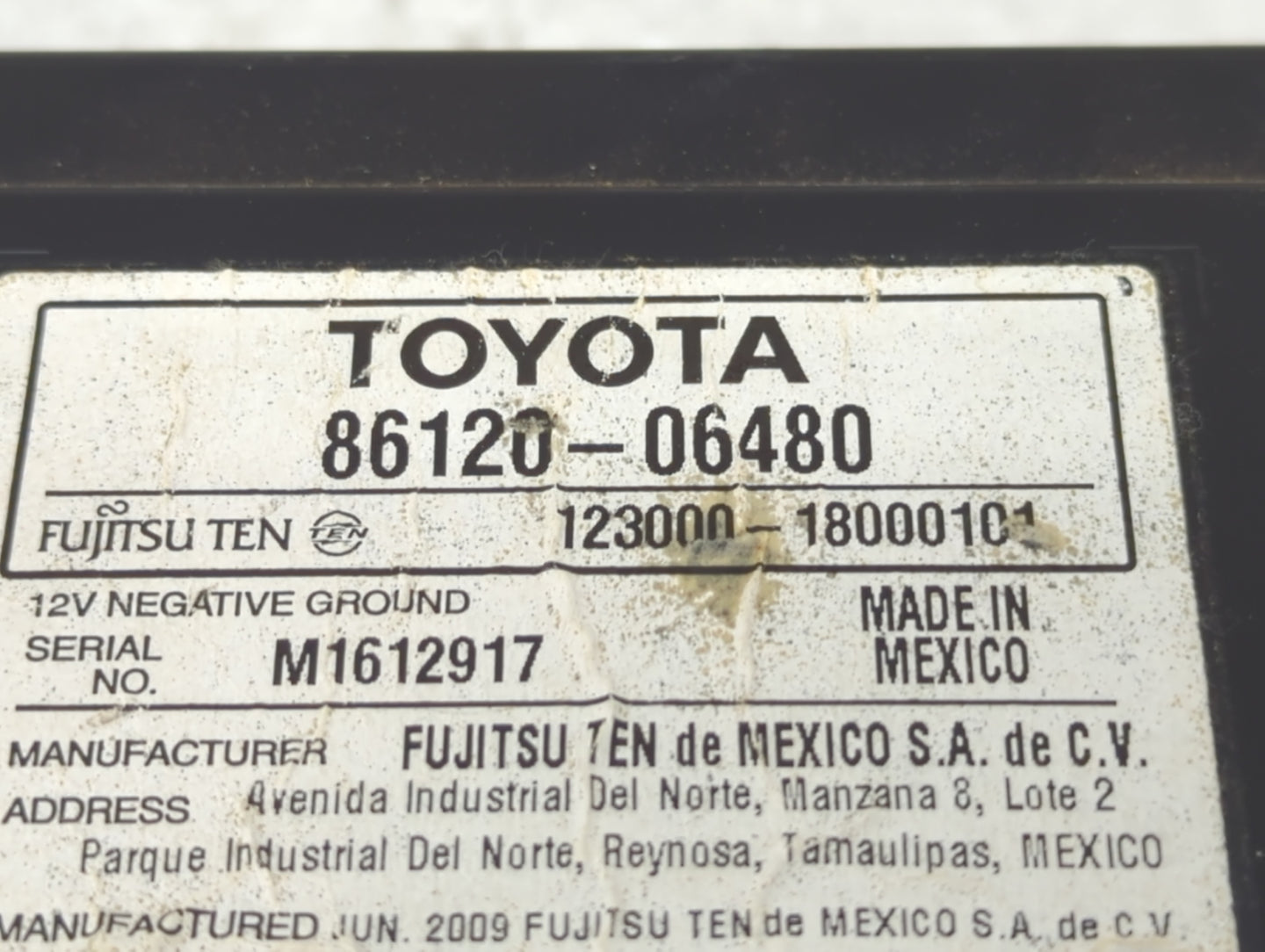 2010-2011 Toyota Camry Radio AM FM Cd Player Receiver Replacement P/N:86120-06480 123000-18000101 Fits Fits 2010 2011 OEM Us