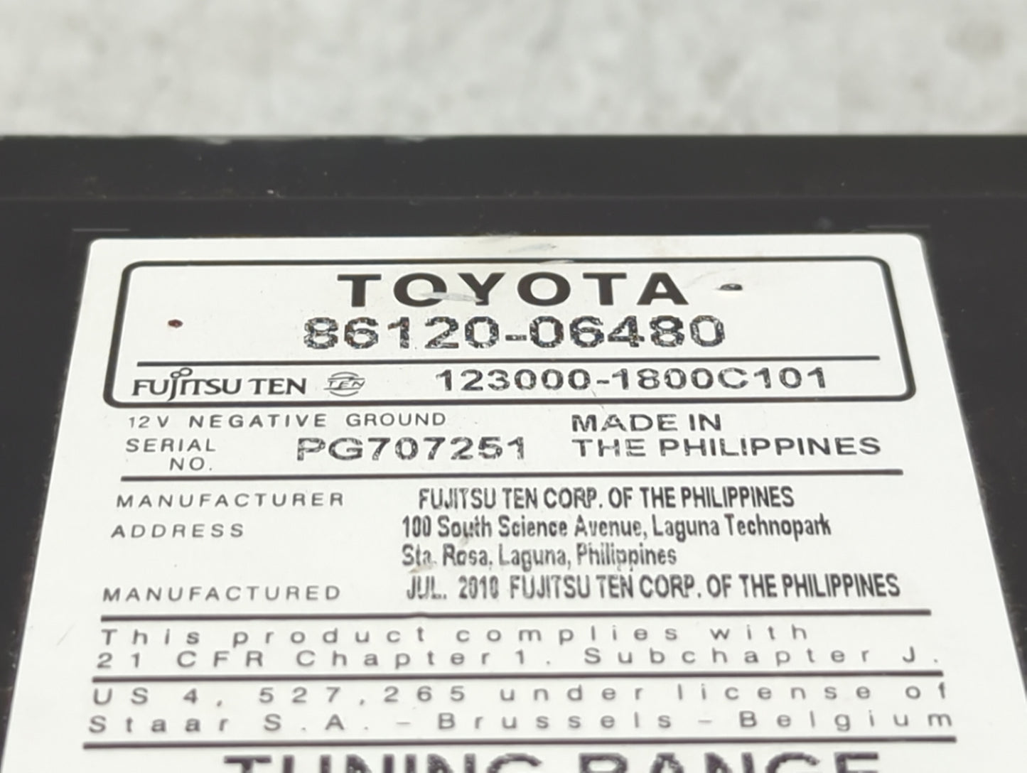 2010-2011 Toyota Camry Radio AM FM Cd Player Receiver Replacement P/N:86120-06480 123000-1800C101 Fits Fits 2010 2011 OEM Us