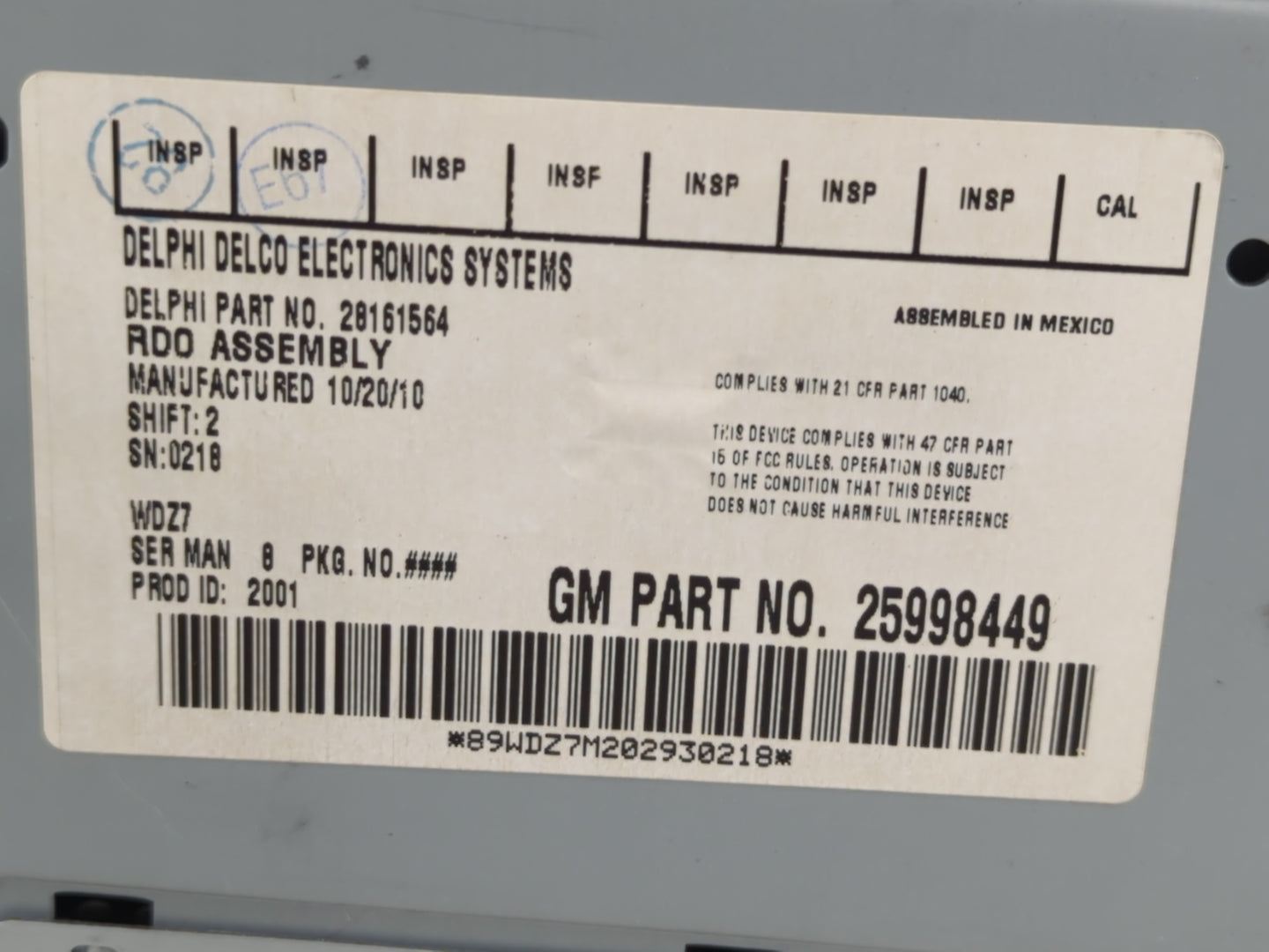 2011 Toyota Corolla Radio AM FM Cd Player Receiver Replacement P/N:25998449 Fits OEM Used Auto Parts - Oemusedautoparts1.com