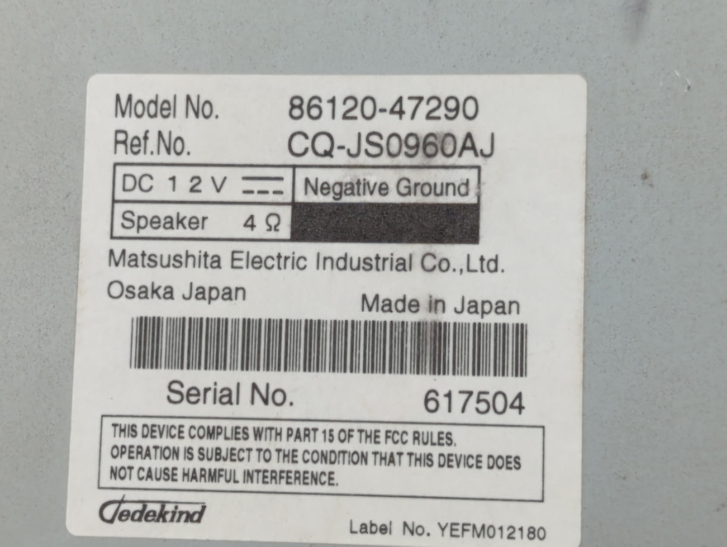 2010-2011 Toyota Prius Radio AM FM Cd Player Receiver Replacement P/N:86120-47290 Fits Fits 2010 2011 OEM Used Auto Parts - 
