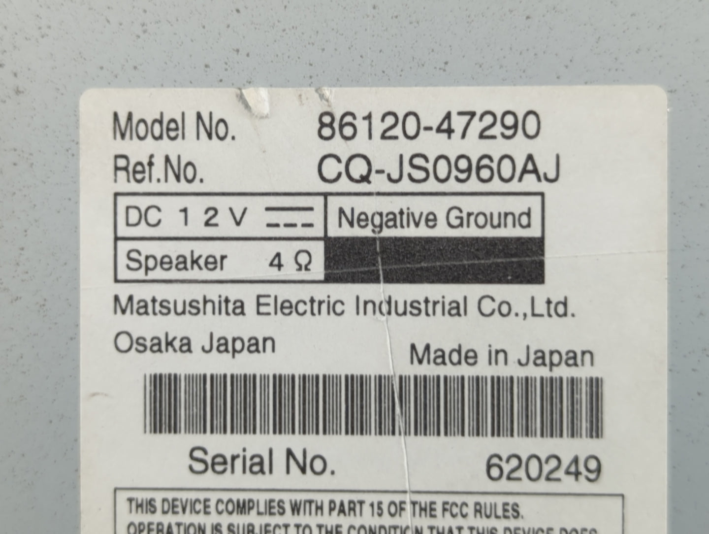2010-2011 Toyota Prius Radio AM FM Cd Player Receiver Replacement P/N:86120-47290 Fits Fits 2010 2011 OEM Used Auto Parts - 