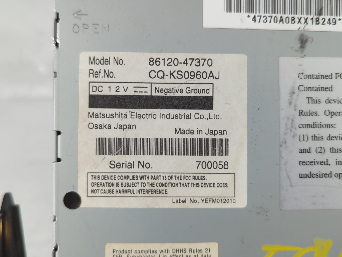 2010-2011 Toyota Prius Am Fm Cd Player Radio Receiver - Oemusedautoparts1.com
