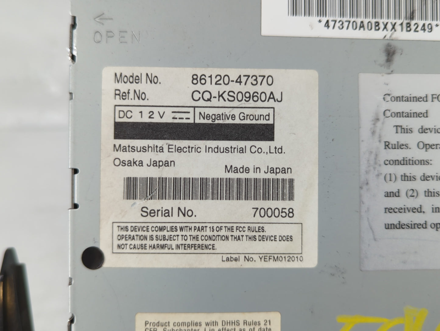 2010-2011 Toyota Prius Am Fm Cd Player Radio Receiver - Oemusedautoparts1.com