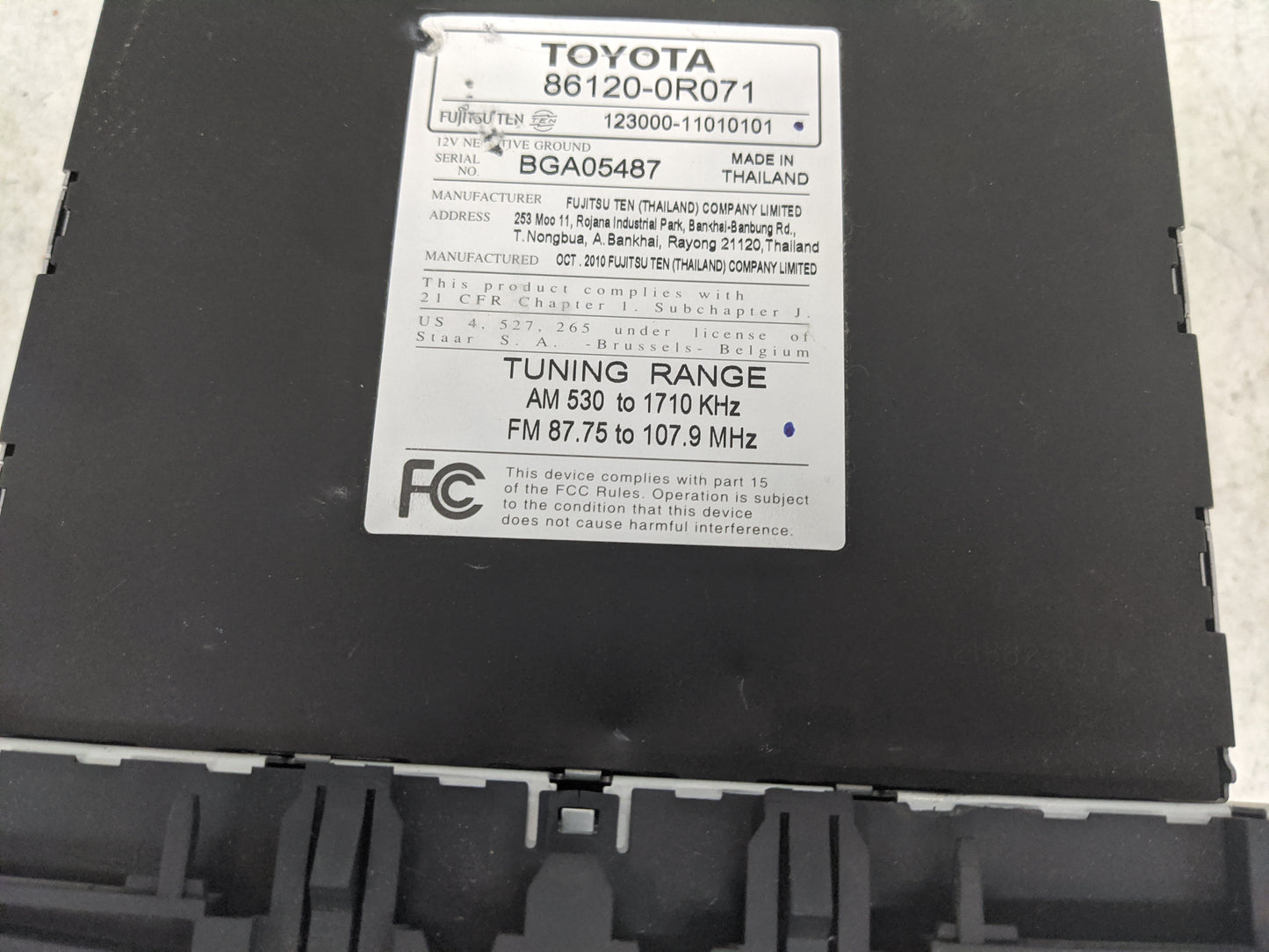 2010-2011 Toyota Rav4 Radio AM FM Cd Player Receiver Replacement P/N:86120-0R071 BGA05487, 123000-11010101 Fits Fits 2010 20