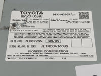 2011-2014 Toyota Sienna Radio AM FM Cd Player Receiver Replacement P/N:86120-08240 Fits Fits 2011 2012 2013 2014 OEM Used Au