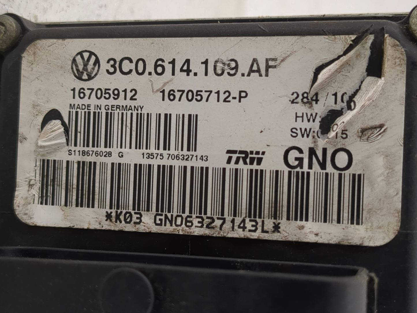 2009-2011 Volkswagen Cc ABS Pump Control Module Replacement P/N:16705712-P 16705912, 3C0 614 109 AF Fits Fits 2009 2010 2011