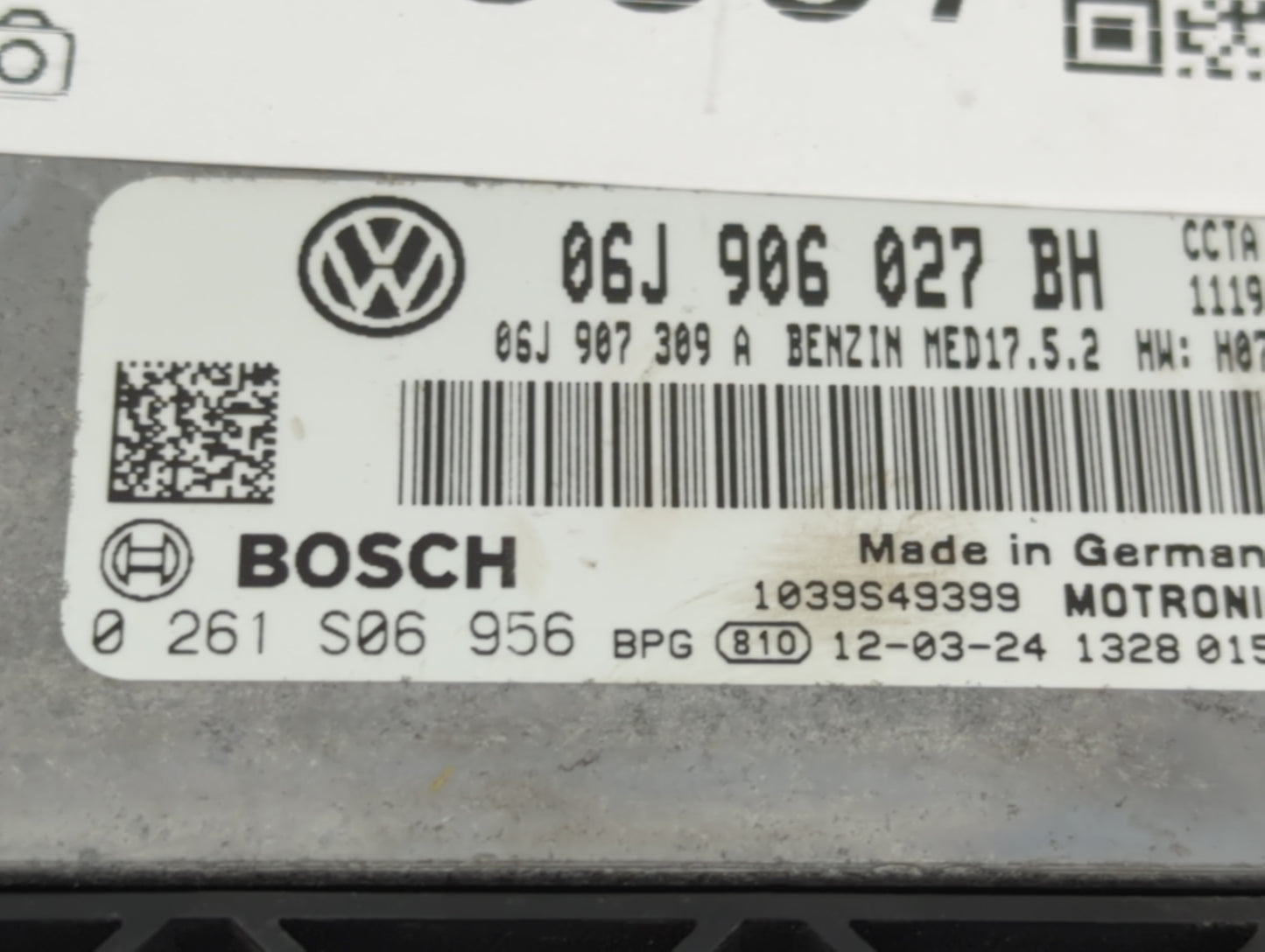 2010-2011 Volkswagen Cc PCM Engine Control Computer ECU ECM PCU OEM P/N:06J906027BH 0261S06956, 06J907309A Fits Fits 2010 20