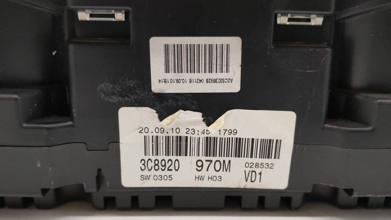2010-2011 Volkswagen Cc Instrument Cluster Speedometer Gauges P/N:3C8 920 970 M 3C8920970M Fits Fits 2010 2011 OEM Used Auto