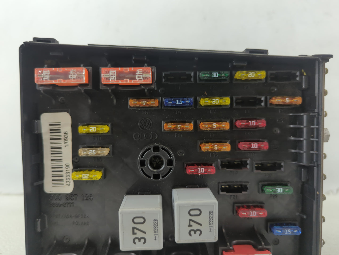 2009-2012 Volkswagen Cc Fusebox Fuse Box Panel Relay Module P/N:6359-2777 3C0 937 125 Fits Fits 2009 2010 2011 2012 OEM Used