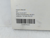 2011 Volkswagen Cc Owners Manual Book Guide P/N:1215N1PCC21 OEM Used Auto Parts - Oemusedautoparts1.com