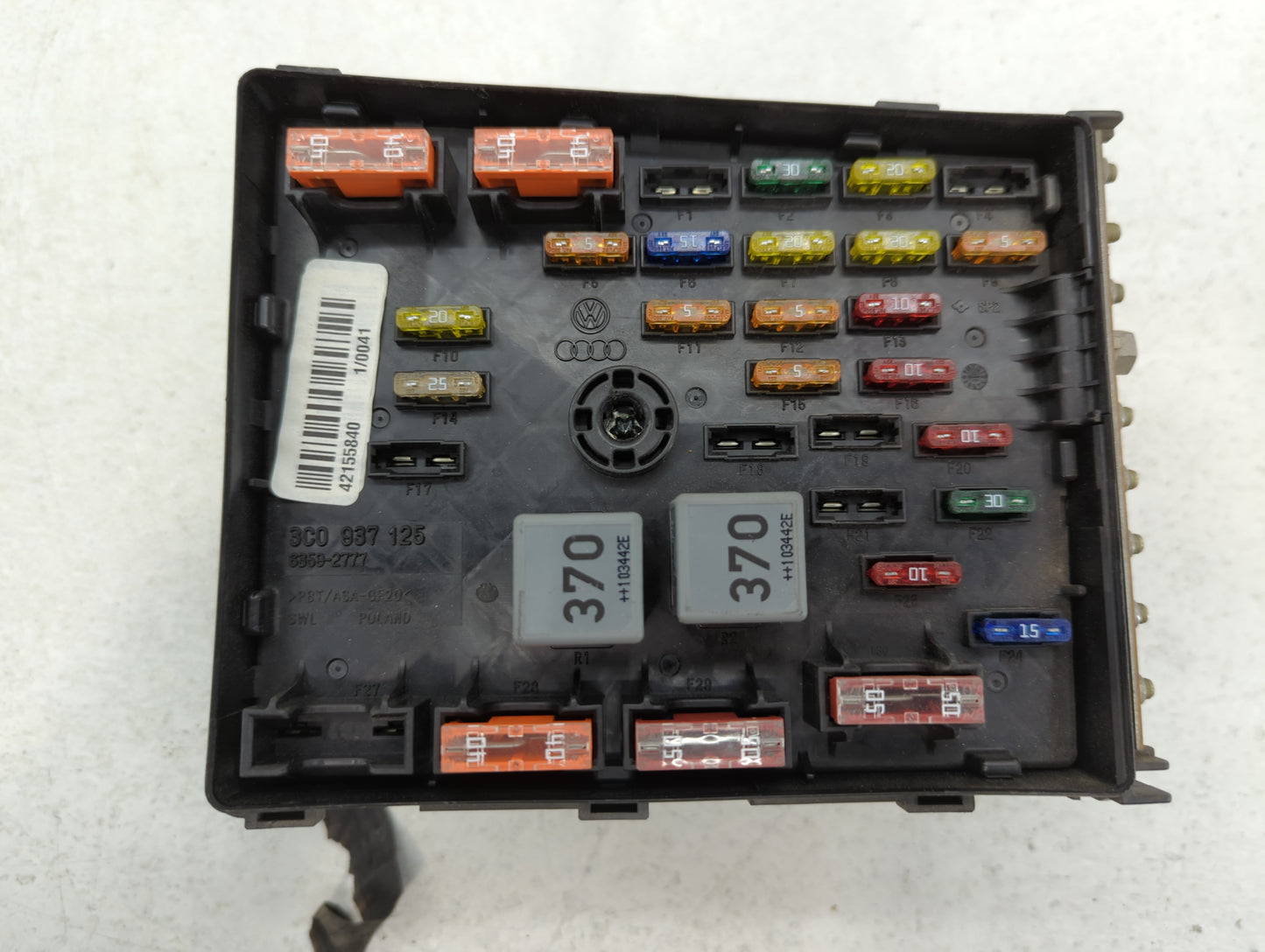 2009-2012 Volkswagen Cc Fusebox Fuse Box Panel Relay Module P/N:6359-2777 3C0 937 125 Fits Fits 2009 2010 2011 2012 OEM Used