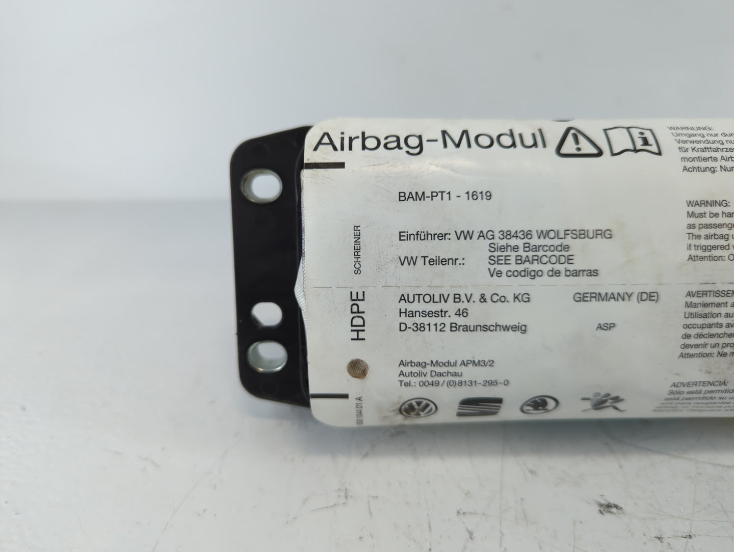 2010-2014 Volkswagen Golf Air Bag Passenger Right Dashboard OEM P/N:1K0880204M Fits Fits 2010 2011 2012 2013 2014 2015 2016 