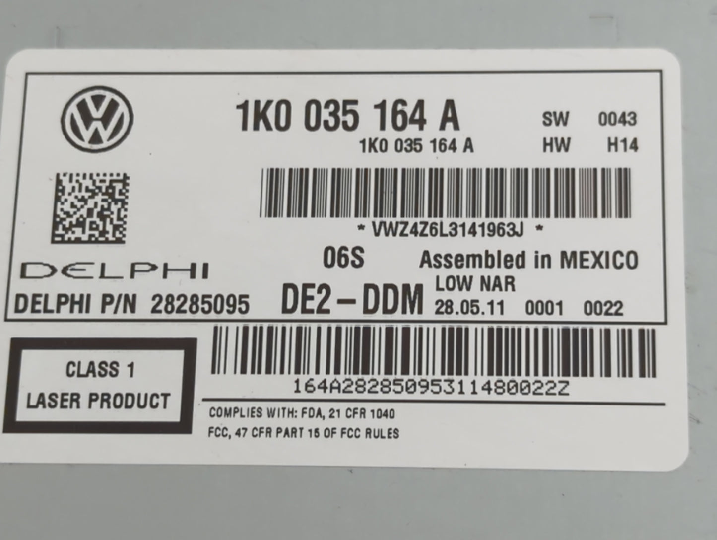 2011-2014 Volkswagen Jetta Radio AM FM Cd Player Receiver Replacement P/N:28285095 1K0 035 164 A Fits Fits 2011 2012 2013 20