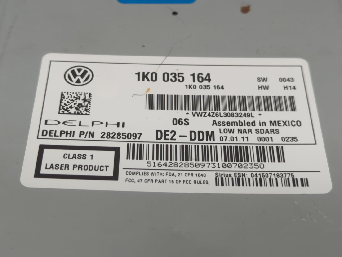 2011-2014 Volkswagen Jetta Radio AM FM Cd Player Receiver Replacement P/N:1K0 035 164 Fits Fits 2010 2011 2012 2013 2014 OEM