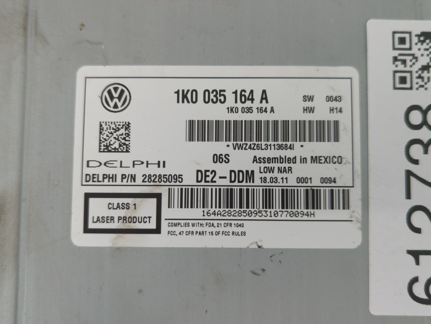 2011-2014 Volkswagen Jetta Radio AM FM Cd Player Receiver Replacement P/N:1K0 035 164 A Fits Fits 2011 2012 2013 2014 2015 2