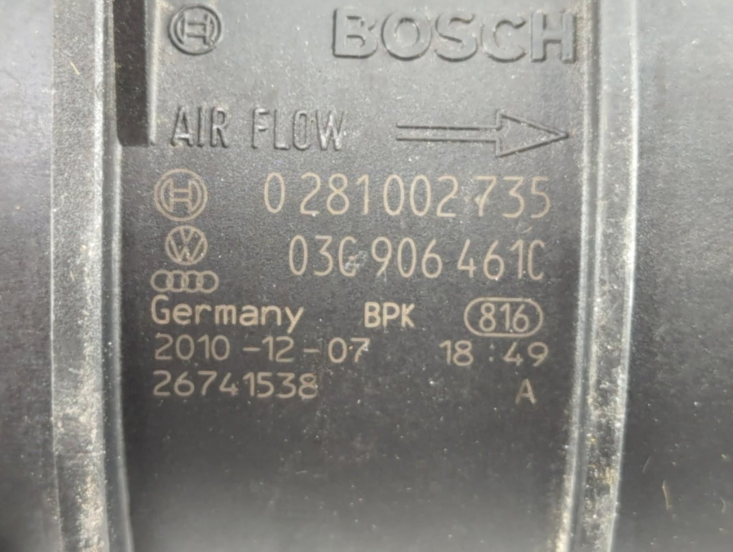 2009-2014 Volkswagen Jetta Mass Air Flow Meter Maf - Oemusedautoparts1.com
