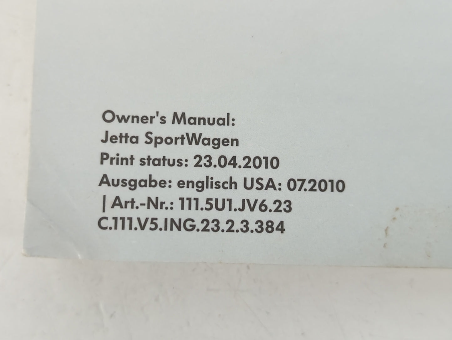 2011 Volkswagen Jetta Owners Manual Book Guide OEM Used Auto Parts - Oemusedautoparts1.com