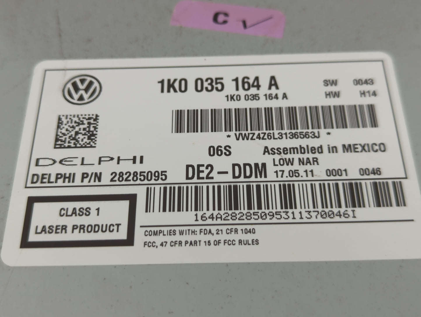 2011-2014 Volkswagen Jetta Radio AM FM Cd Player Receiver Replacement P/N:1K0 035 164 A Fits Fits 2011 2012 2013 2014 OEM Us