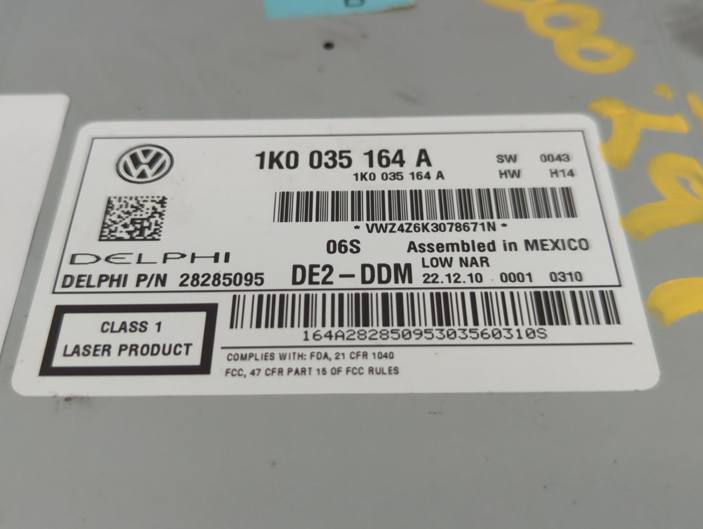 2011-2014 Volkswagen Jetta Radio AM FM Cd Player Receiver Replacement P/N:1K0 035 164 A Fits Fits 2011 2012 2013 2014 2015 2