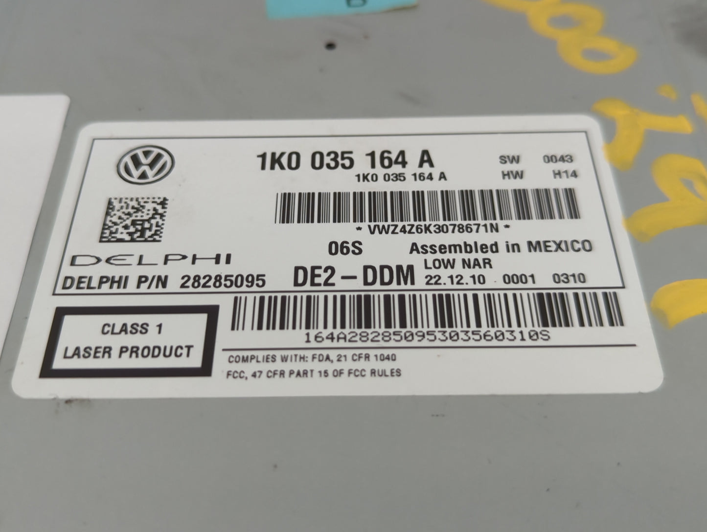 2011-2014 Volkswagen Jetta Radio AM FM Cd Player Receiver Replacement P/N:1K0 035 164 A Fits Fits 2011 2012 2013 2014 2015 2