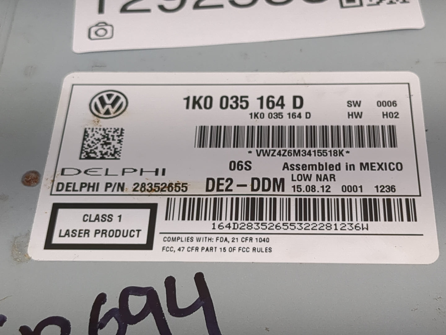 2011 Volkswagen Jetta City Radio AM FM Cd Player Receiver Replacement P/N:1K0 035 164 D Fits Fits 2012 2013 2014 2015 2016 O