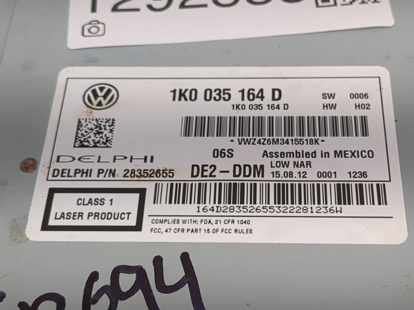 2011 Volkswagen Jetta City Radio AM FM Cd Player Receiver Replacement P/N:1K0 035 164 D Fits Fits 2012 2013 2014 2015 2016 O