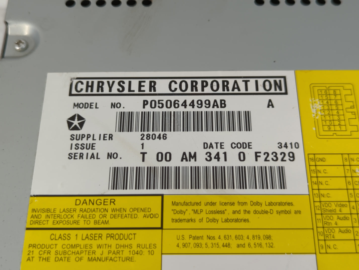 2009-2014 Volkswagen Routan Radio AM FM Cd Player Receiver Replacement P/N:P05064499AB Fits Fits 2009 2010 2011 2012 2013 20