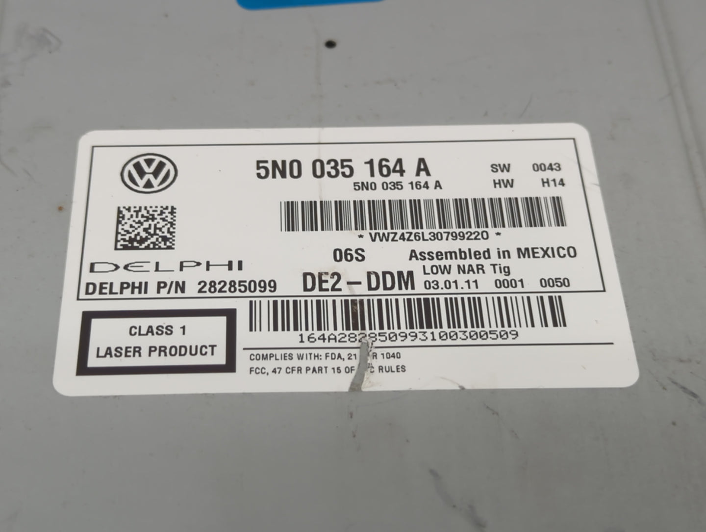 2009-2017 Volkswagen Tiguan Radio AM FM Cd Player Receiver Replacement P/N:5N0 035 164 A Fits OEM Used Auto Parts - Oemuseda