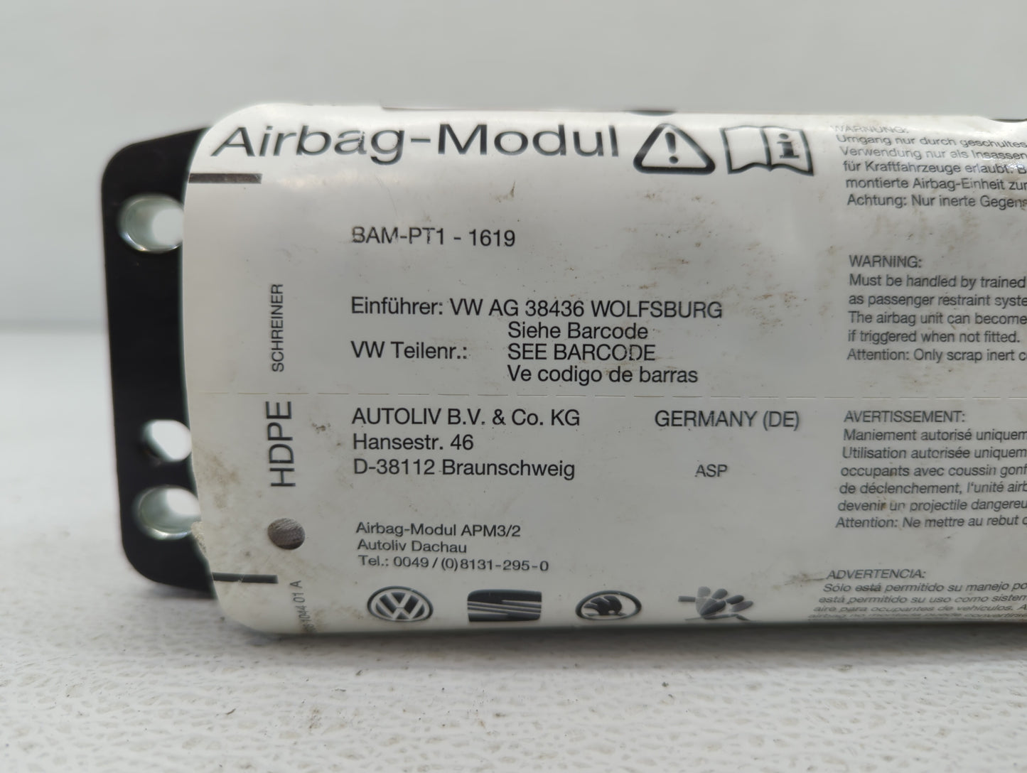 2011-2018 Volkswagen Tiguan Air Bag Passenger Right Dashboard Oem - Oemusedautoparts1.com