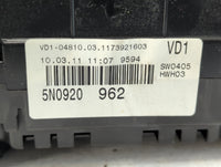 2011 Volkswagen Tiguan Instrument Cluster Speedometer Gauges P/N:5N0920962 Fits OEM Used Auto Parts - Oemusedautoparts1.com