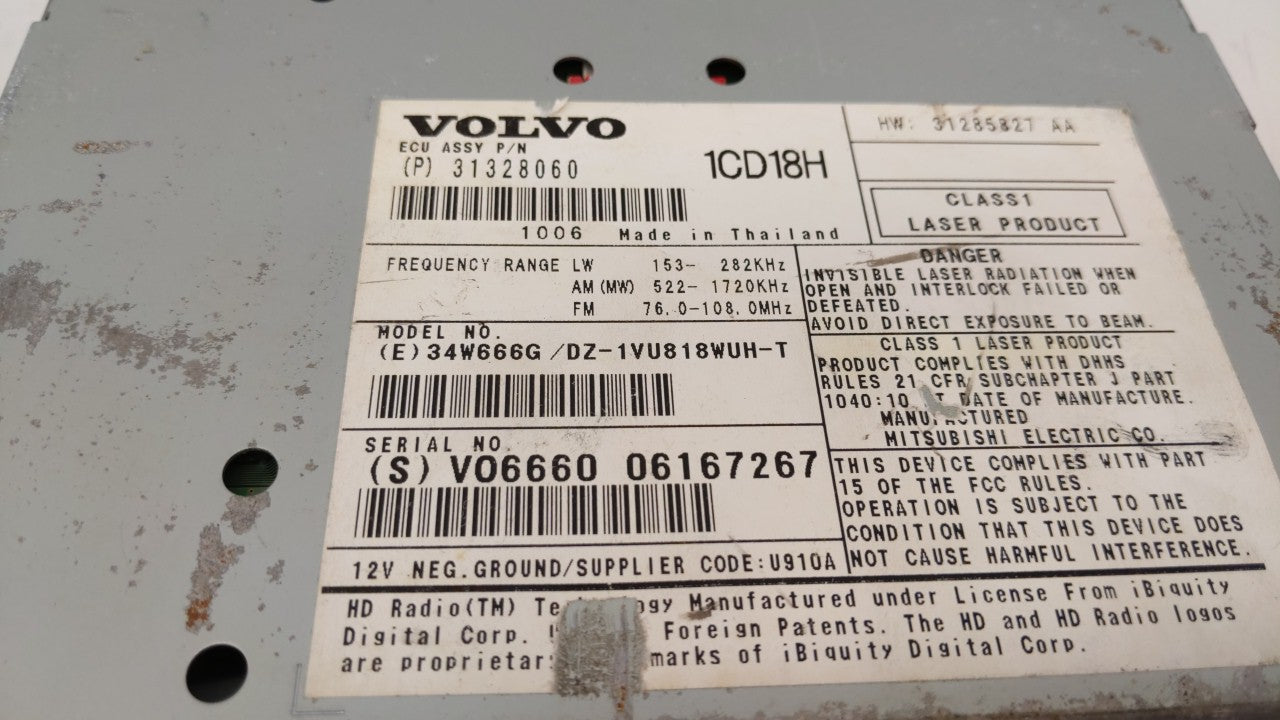 Volvo V40 Am Fm Cd Player Radio Receiver - Oemusedautoparts1.com