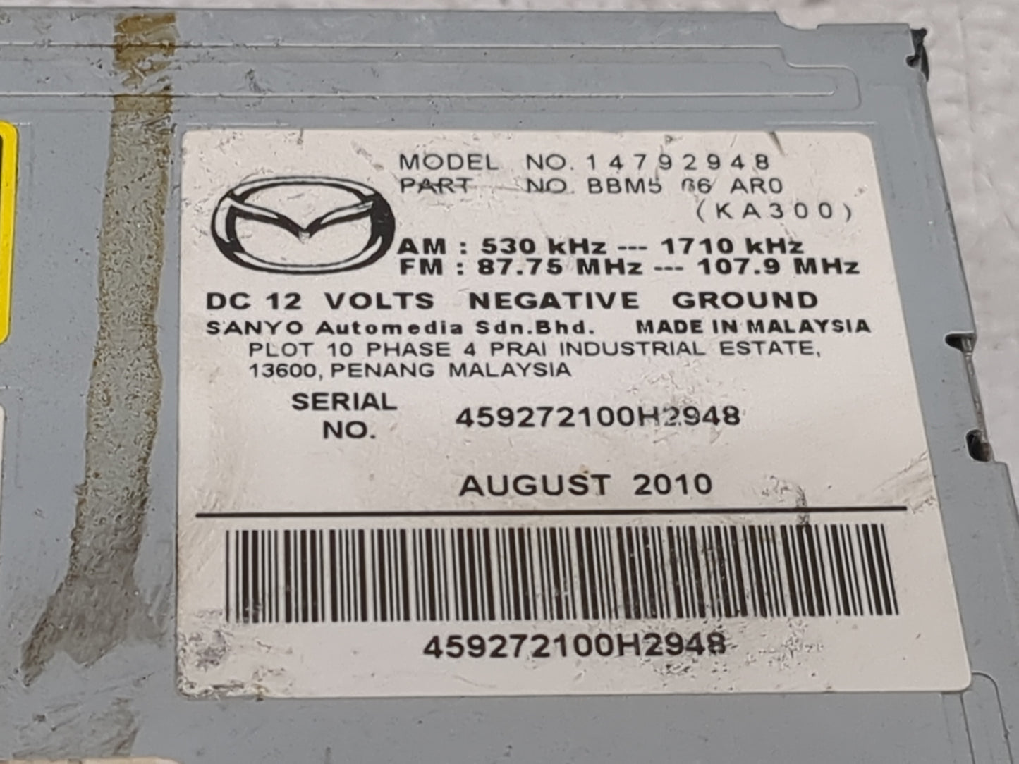 Mazda Mazda3 Tuner Satellite Receiver 14792948|bbm566ar0 - Oemusedautoparts1.com