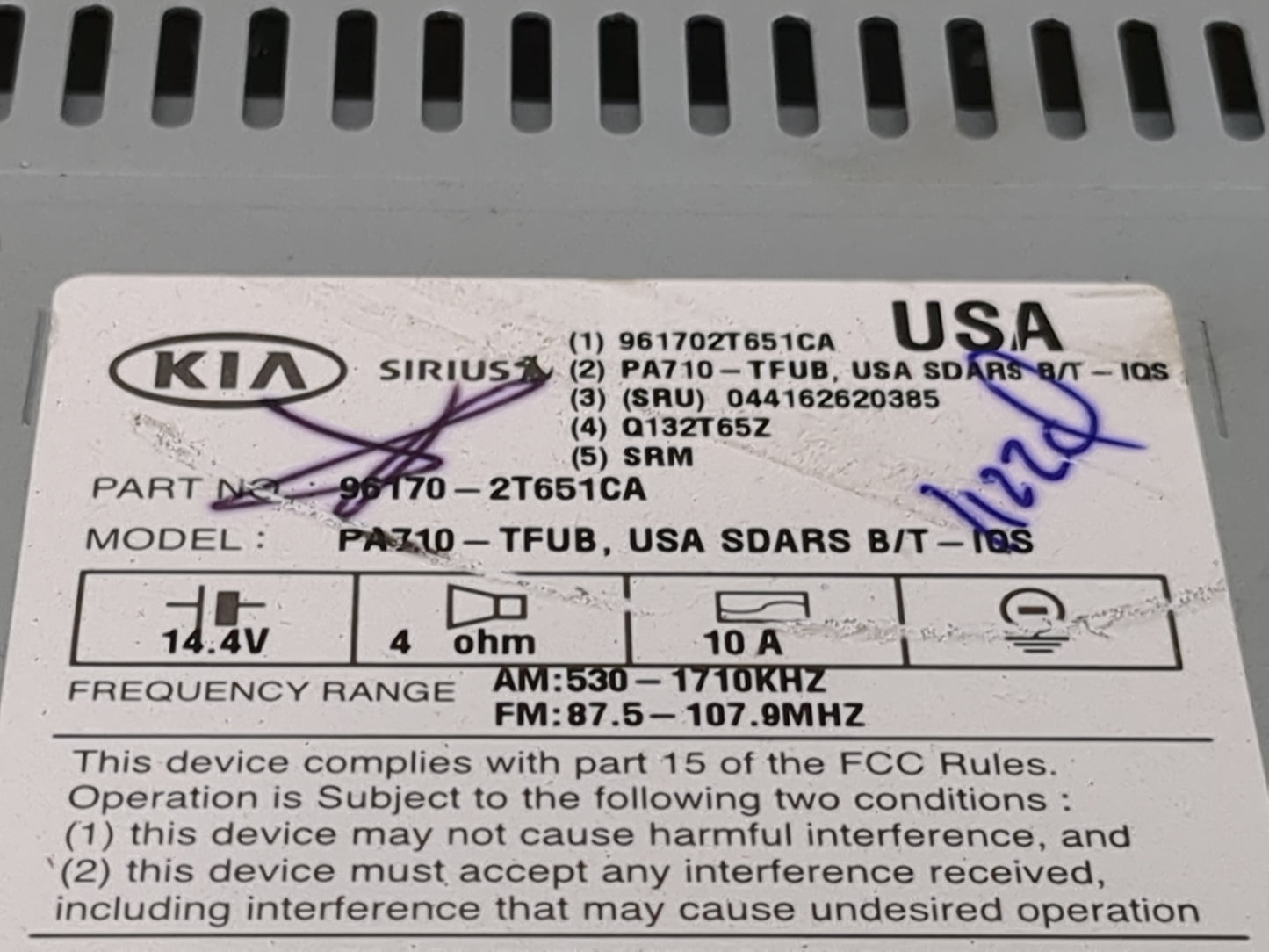 2012 Optima Radio AM FM Cd Player Receiver Replacement Fits Fits 2011 2013 OEM Used Auto Parts - Oemusedautoparts1.com