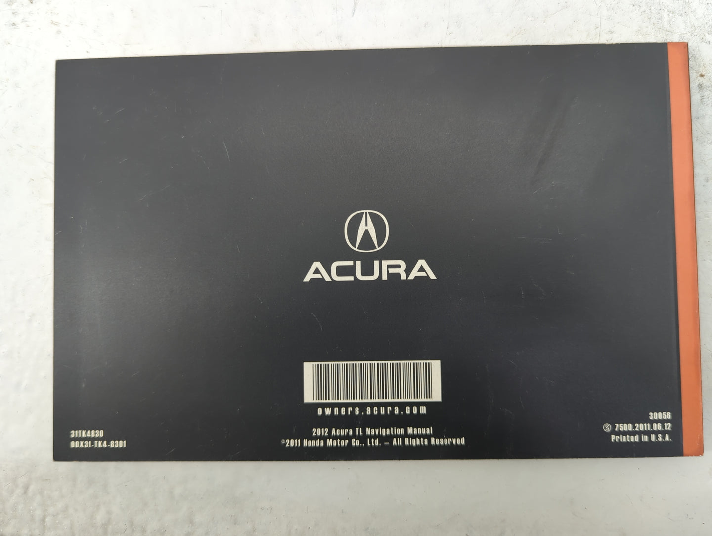 2012 Acura Tl Owners Manual Book Guide P/N:31TK4830 00X31-TK4-8301 OEM Used Auto Parts - Oemusedautoparts1.com