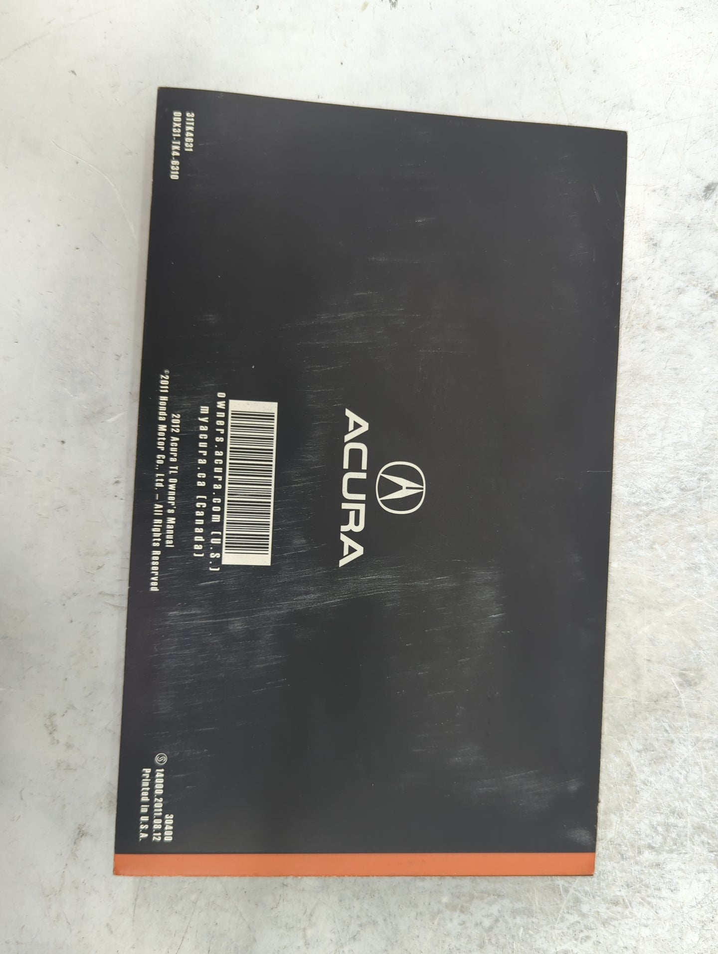 2012 Acura Tl Owners Manual Book Guide P/N:31TK4631 00X31-TK4-6310 OEM Used Auto Parts - Oemusedautoparts1.com