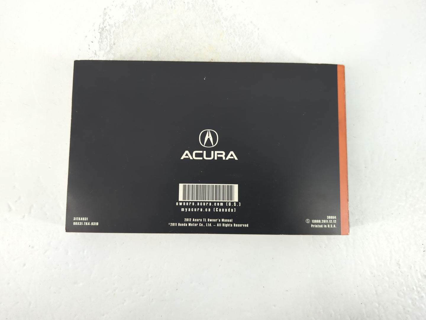 2012 Acura Tl Owners Manual Book Guide P/N:31TK4631 00X31-TK4-6310 OEM Used Auto Parts - Oemusedautoparts1.com